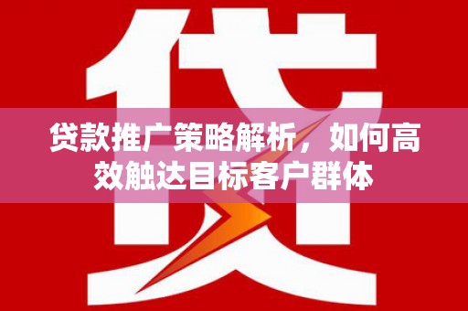 铜梁贷款推广策略解析，如何高效触达目标客户群体