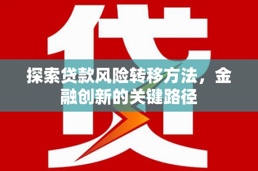 铜梁探索贷款风险转移方法，金融创新的关键路径